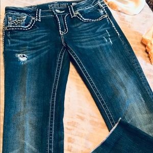 MISS ME Ladies Roll-Up Skinny Blue Jeans - SO COOL